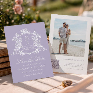 Lavender Classic Bloom Garden Wedding Photo Save The Date