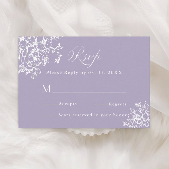Lavender Classic Bloom Garden Wedding RSVP Card (Creator Uploaded)