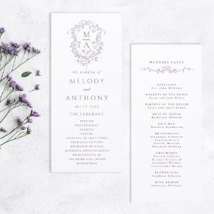Lavender Classic Floral Crest Wedding Ceremony Programme