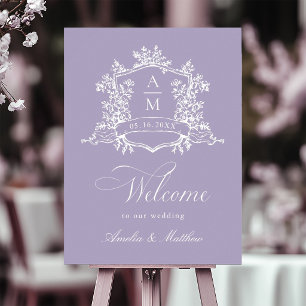 Lavender Classic Floral Crest Wedding Welcome Poster