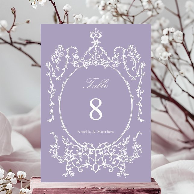 Lavender Classic Floral Garden Frame Wedding Table Number (Creator Uploaded)