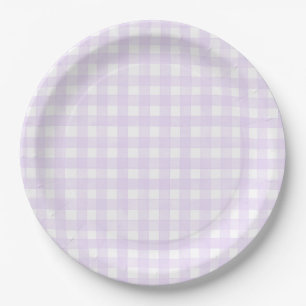 Lavender Classic Gingham Paper Plate