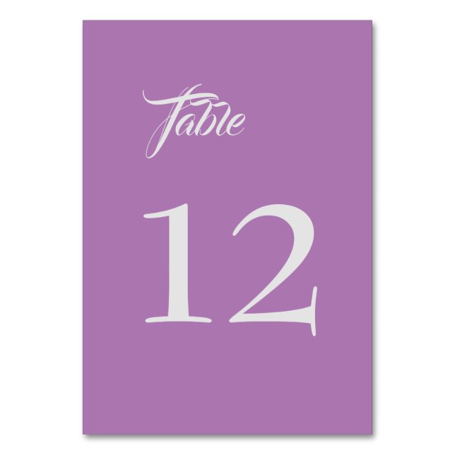 Lavender Classical Minimalist Plain Table Number (Front)