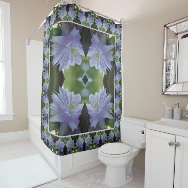 Lavender Clematis Flower Nestled In Trellis      Shower Curtain (In Situ)