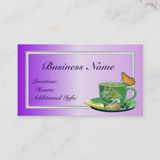 Lavender Coffee Cup Business Card (Front)