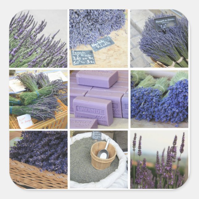 Lavender Collage Square Sticker (Front)