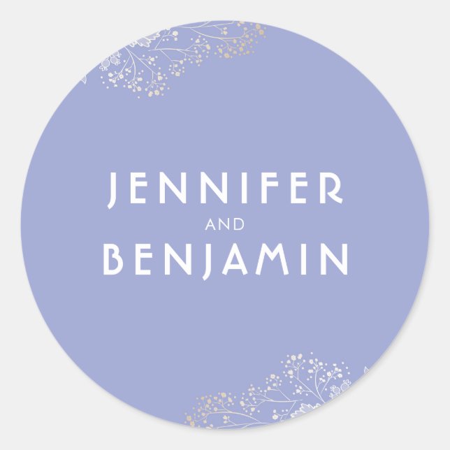 Lavender Colour Elegant Baby's Breath Wedding Classic Round Sticker (Front)