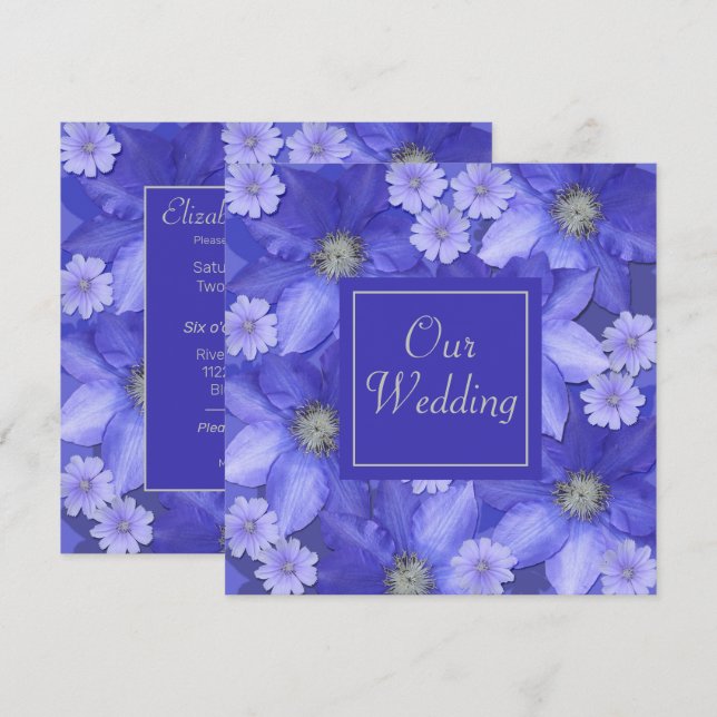 Lavender Coloured Floral Wedding Invitation (Front/Back)