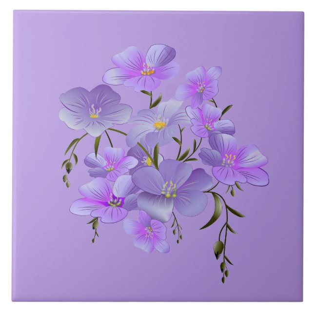 Lavender-Coloured Pretty Floral Bouquet Tile (Front)