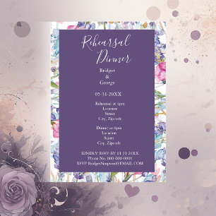 lavender colourful wildflower  greenery rehearsal  invitation