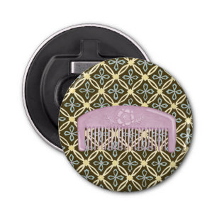 Lavender Comb on Chocolate Background Bottle Opener