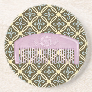 Lavender Comb on Chocolate Background Coaster
