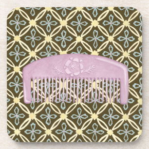 Lavender Comb on Chocolate Background Coaster