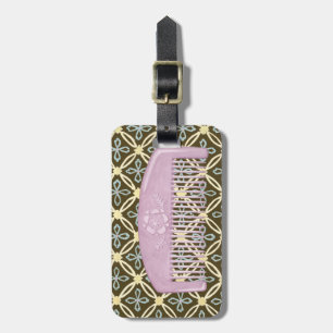 Lavender Comb on Chocolate Background Luggage Tag