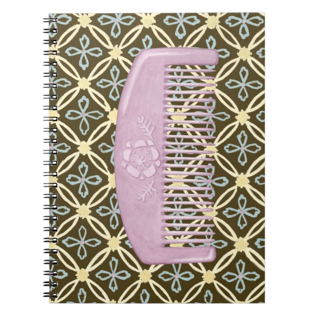 Lavender Comb on Chocolate Background Spiral Notebook (Front)