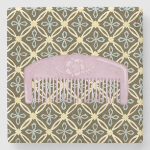 Lavender Comb on Chocolate Background Stone Coaster