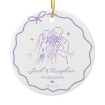 Lavender Coquette Bow Bride Groom Sketch Engaged