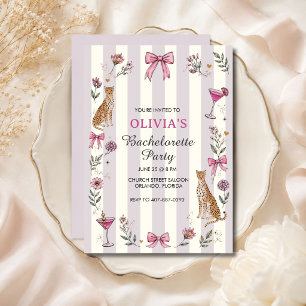 Lavender Coquette Cheetah Bachelorette Party Invitation