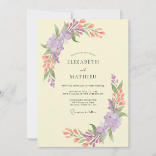 Lavender Coral Butter Wildflower Wedding Invitation