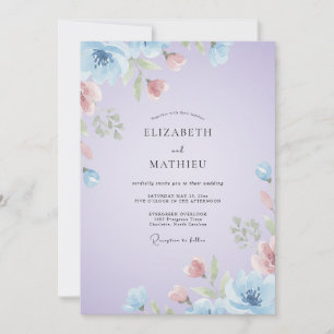 Lavender Coral Petal Wedding Invitation