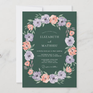 Lavender Coral Wildflower Wedding Invitation