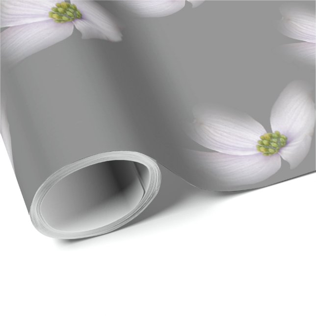 Lavender Cosmos flower on Grey Wrapping Paper (Roll Corner)