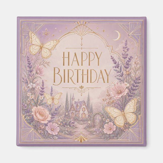 Lavender Cottage Birthday Dreamscape Magnet (Front)