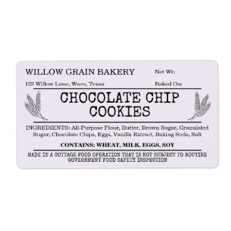 Lavender Cottage Chocolate Chip Cookie Label