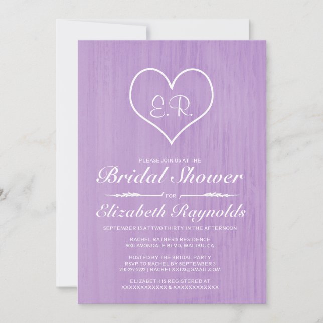 Lavender Country Bridal Shower Invitations (Front)