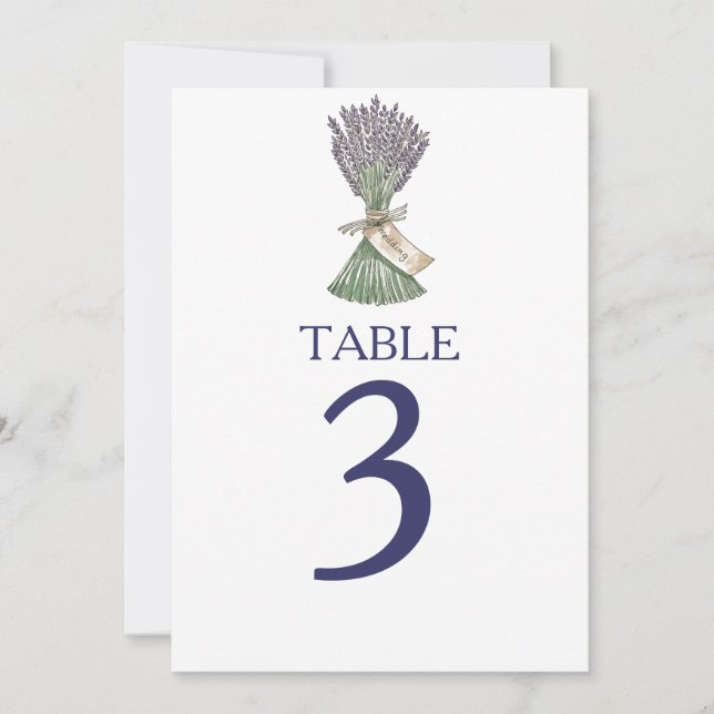 Lavender Country Garden Wedding Table Numbers (Front)