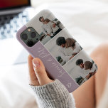 Lavender couple names 3 photos collage grid iPhone 13 case<br><div class="desc">Modern pastel lavender purple heart couples names 4 photos collage grid,  perfect gift for a couple or best friends.</div>