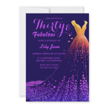 Lavender Cove Luxury Gown 30th Birthday Invitation