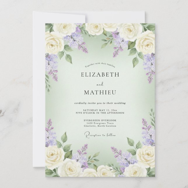 Lavender Cream Blossom Romance Wedding Invitation (Front)