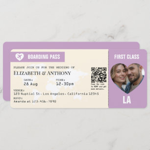 Lavender & Cream Boarding Pass Wedding Invitation