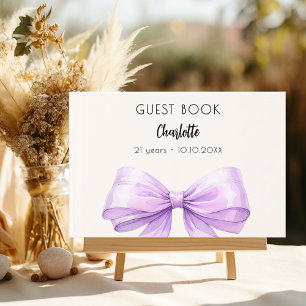Lavender cream bow birthday guest book