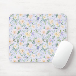 Lavender Cream Floral Mouse Pad