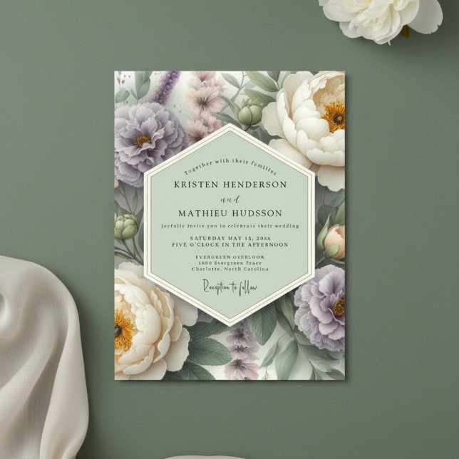 Lavender Cream Floral Romantic Wedding Invitation (Creator Uploaded)
