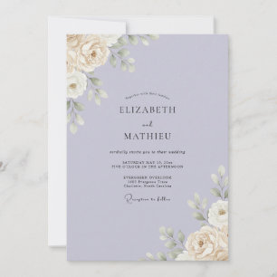 Lavender Cream Leafy Wedding Invitation