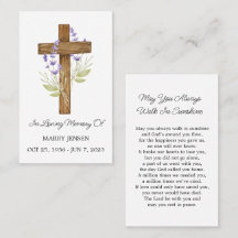 Lavender Cross Memorial Funeral Prayer Card