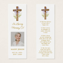 Lavender Cross Photo Funeral Bookmark