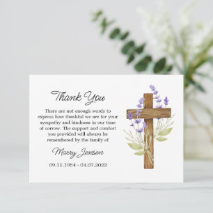 Lavender Cross Sympathy Thank You Card