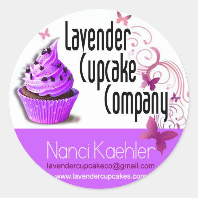 Lavender Cupcake Company Custom Classic Round Sticker (Front)
