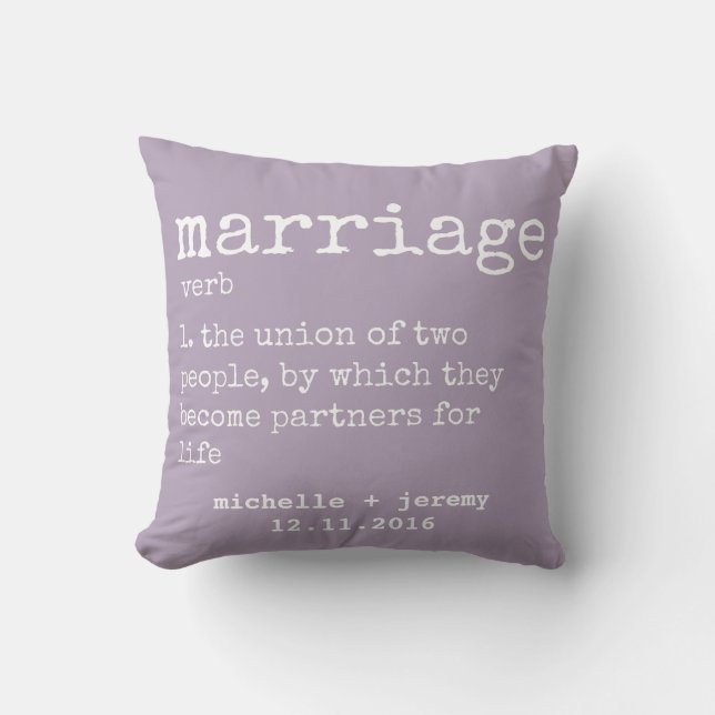Lavender Custom Couple's Definition Wedding Pillow (Front)
