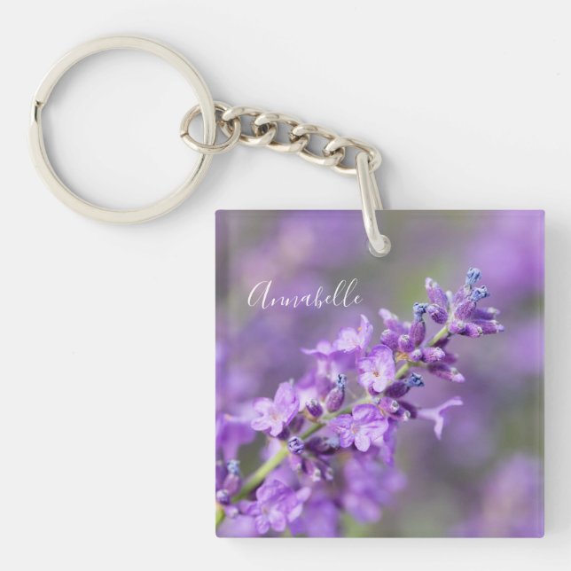 Lavender Custom Name  Key Ring (Front)