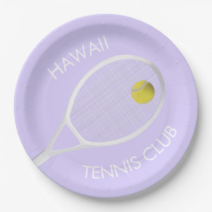 Lavender Customisable Tennis Club White Racket Paper Plate