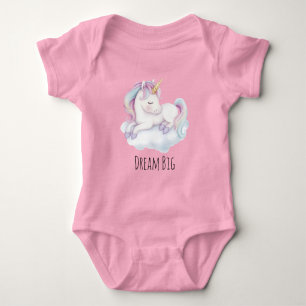 Lavender Cute Unicorn on a Cloud Dream Baby Bodysuit