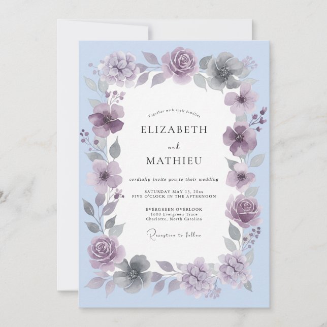 Lavender Dainty Spring Wedding Invitation (Front)