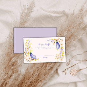 Lavender Daisy Eggplant Diaper Raffle Baby Shower Enclosure Card
