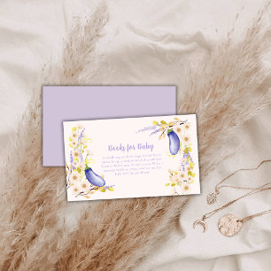 Lavender Daisy Floral Eggplant Books Baby Shower Enclosure Card