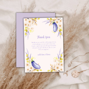 Lavender Daisy Floral Eggplant Garden Baby Shower Thank You Card